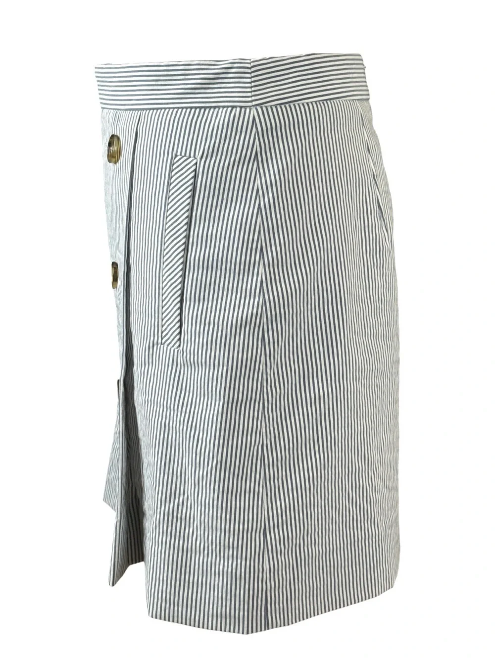 J. CREW Blue & White Striped Seersucker Mini Skirt